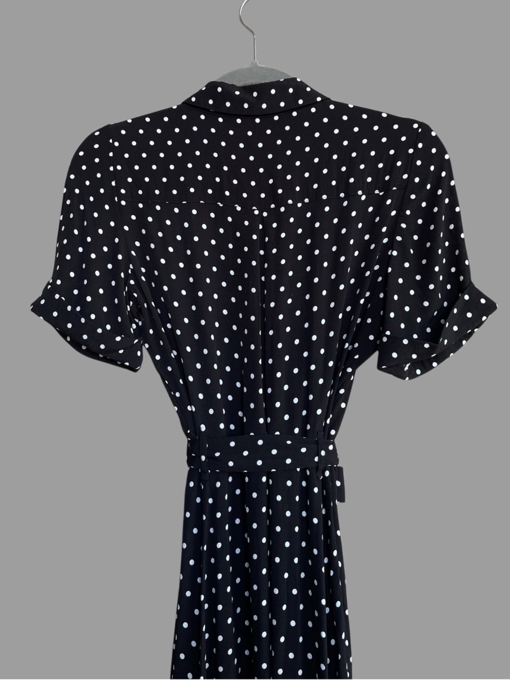 SEZANE Black & White Polka Dot Printed Belted Button Down Adele Shirt Dress - Picture 6 of 12